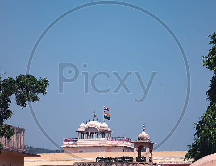 Jaipur, Rajasthan, India- September 27, 2020: Chandra Mahal View From Jantra Mantra.