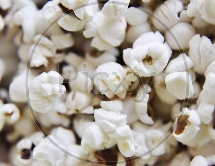 Selective Focus At The Popcorn With No Additives