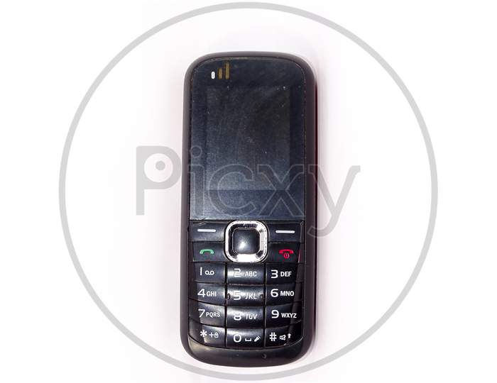 Closeup of a mobile phone isolated on the white background