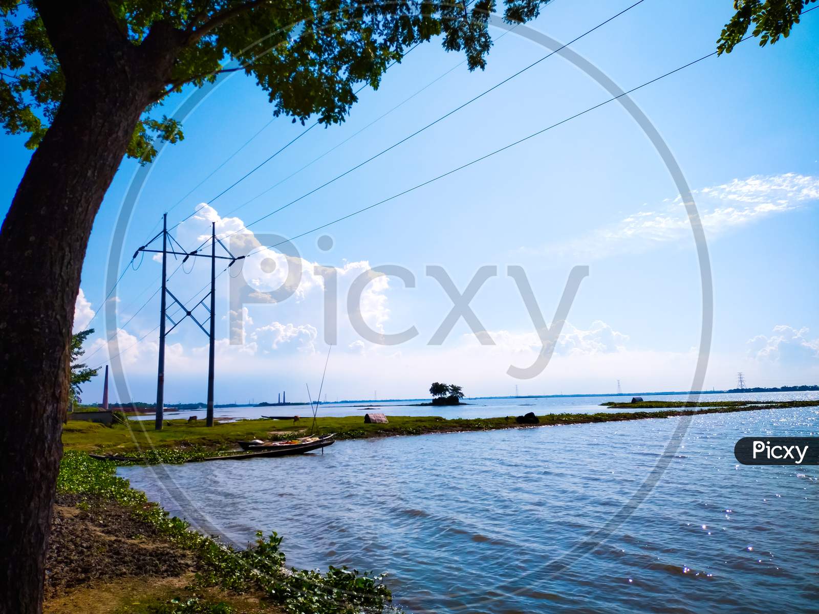Beautiful River Side Natural View Background