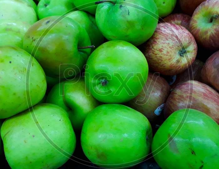 Closeup of red and green apple