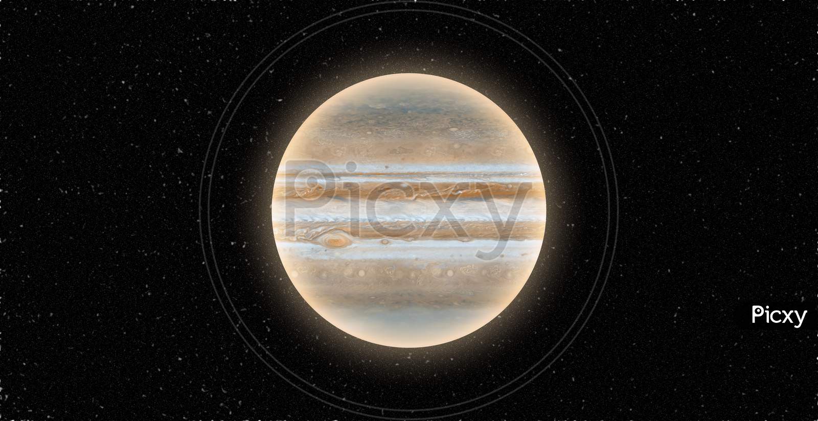 Ultra-realistic 3D Jupiter and stars. Jupiter from space. 3D render.