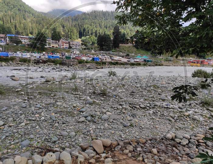 River Flowing At Pahalgam, Kashmir