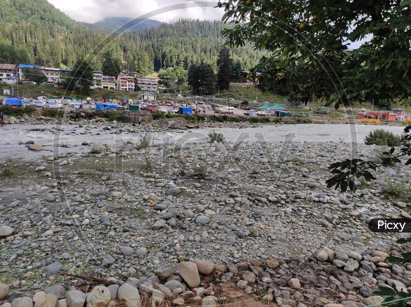 River Flowing At Pahalgam, Kashmir