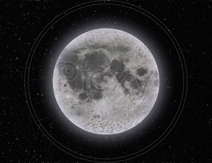 3d Moon surface background in Deep Space.