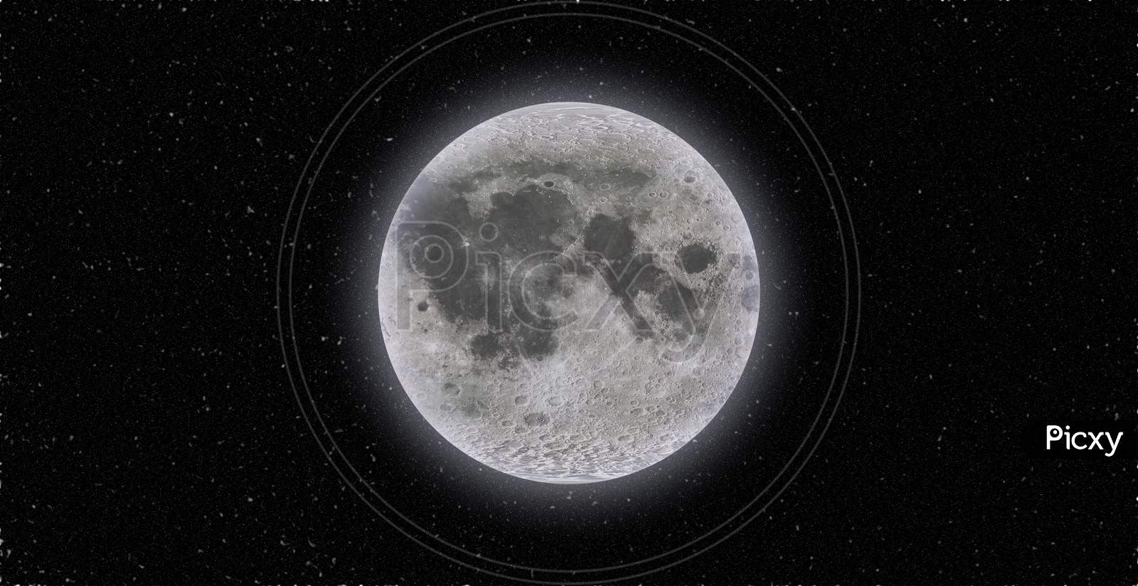 3d Moon surface background in Deep Space.
