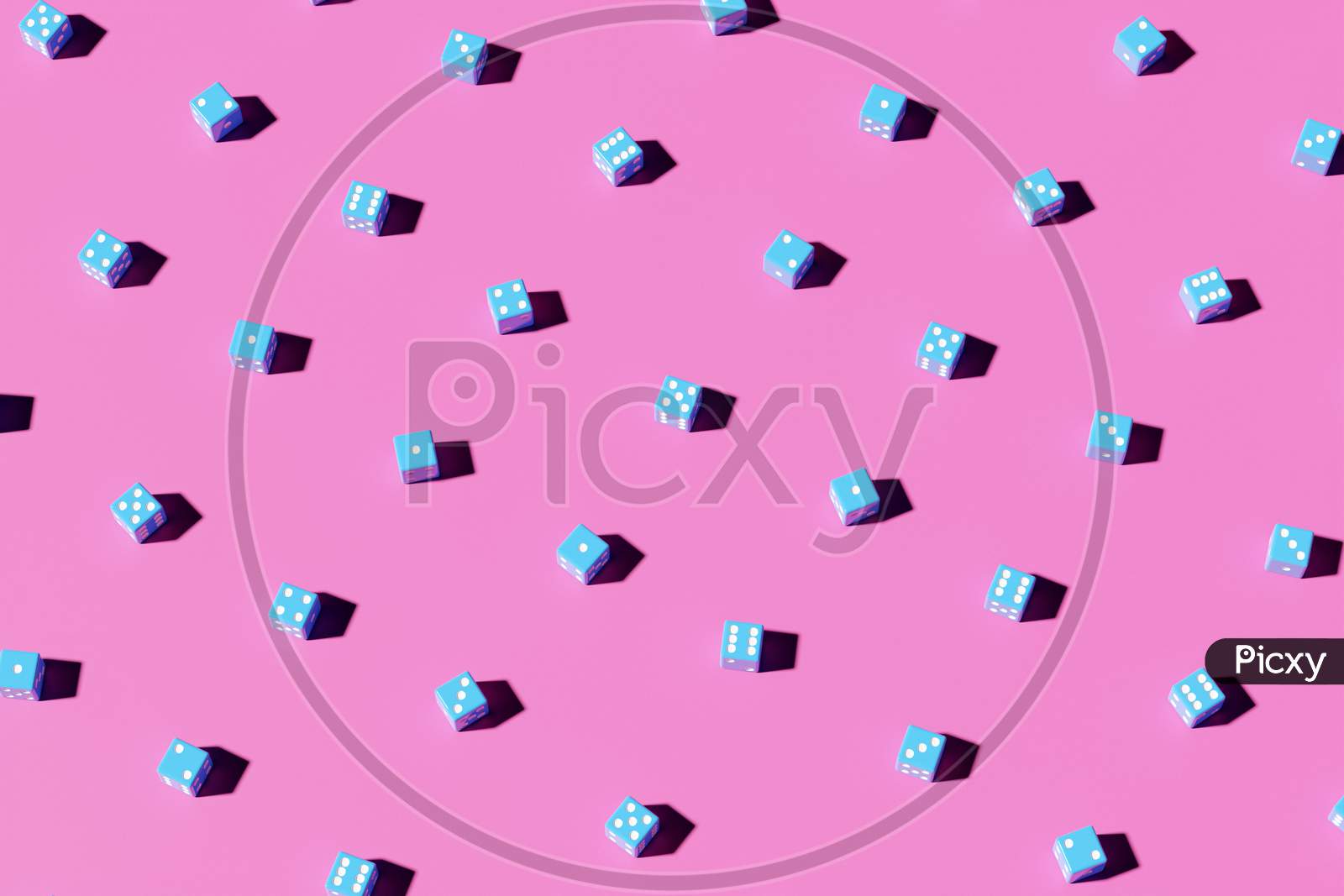 3D Illustration Set Of Game Dice, Isolated On Pink Background. Dice Design From One To Six.