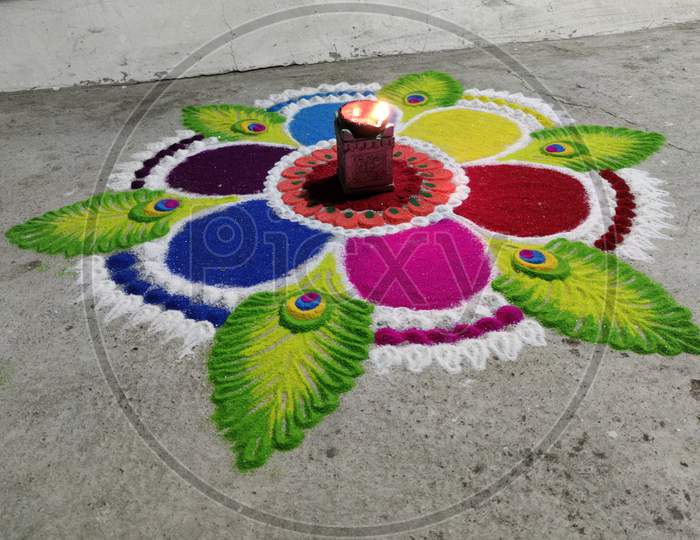 Diwali Festival Colorful Rangoli