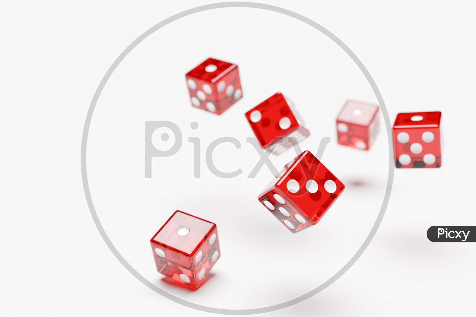 Red Dice  Fly On White Background . Two Dice Casino Game Template Concept. Casino Background.
