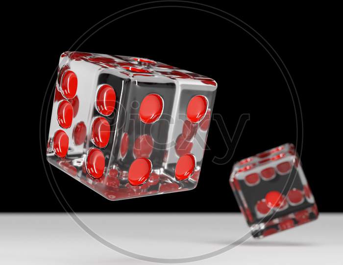 Transparent Dice  Design. Two Dice Casino Game Template Concept. Casino Background.