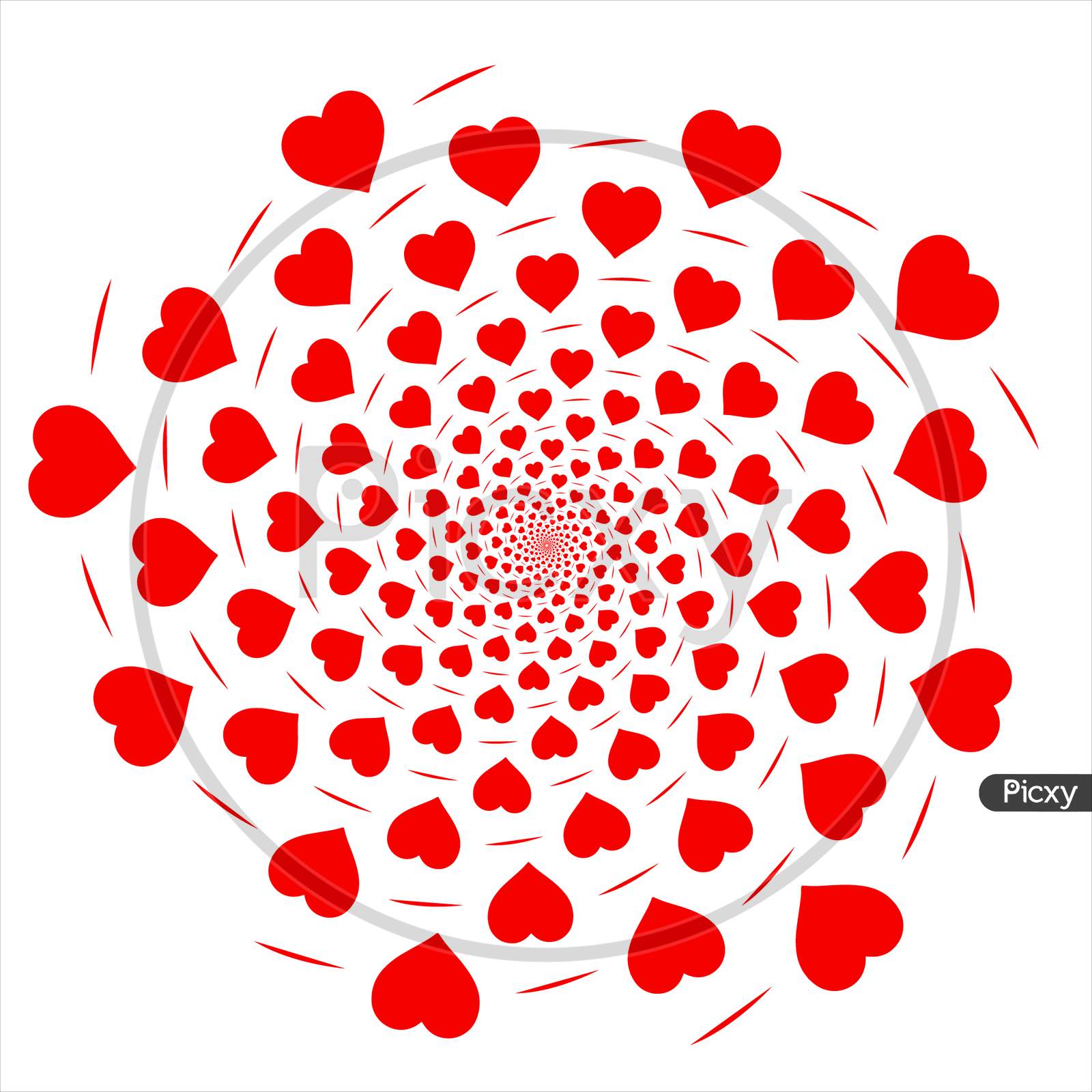 Heart Shaped Rotated In Fibonacci Pattern