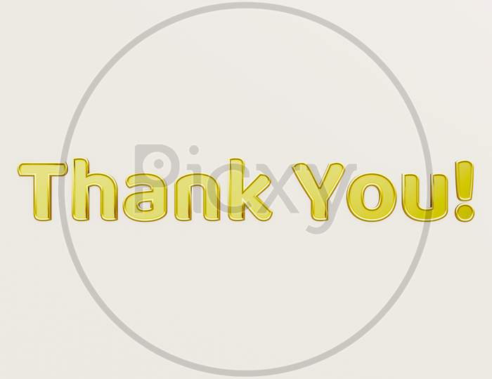 Thank you text gold balloons on white isolated background 3d illustration rendering