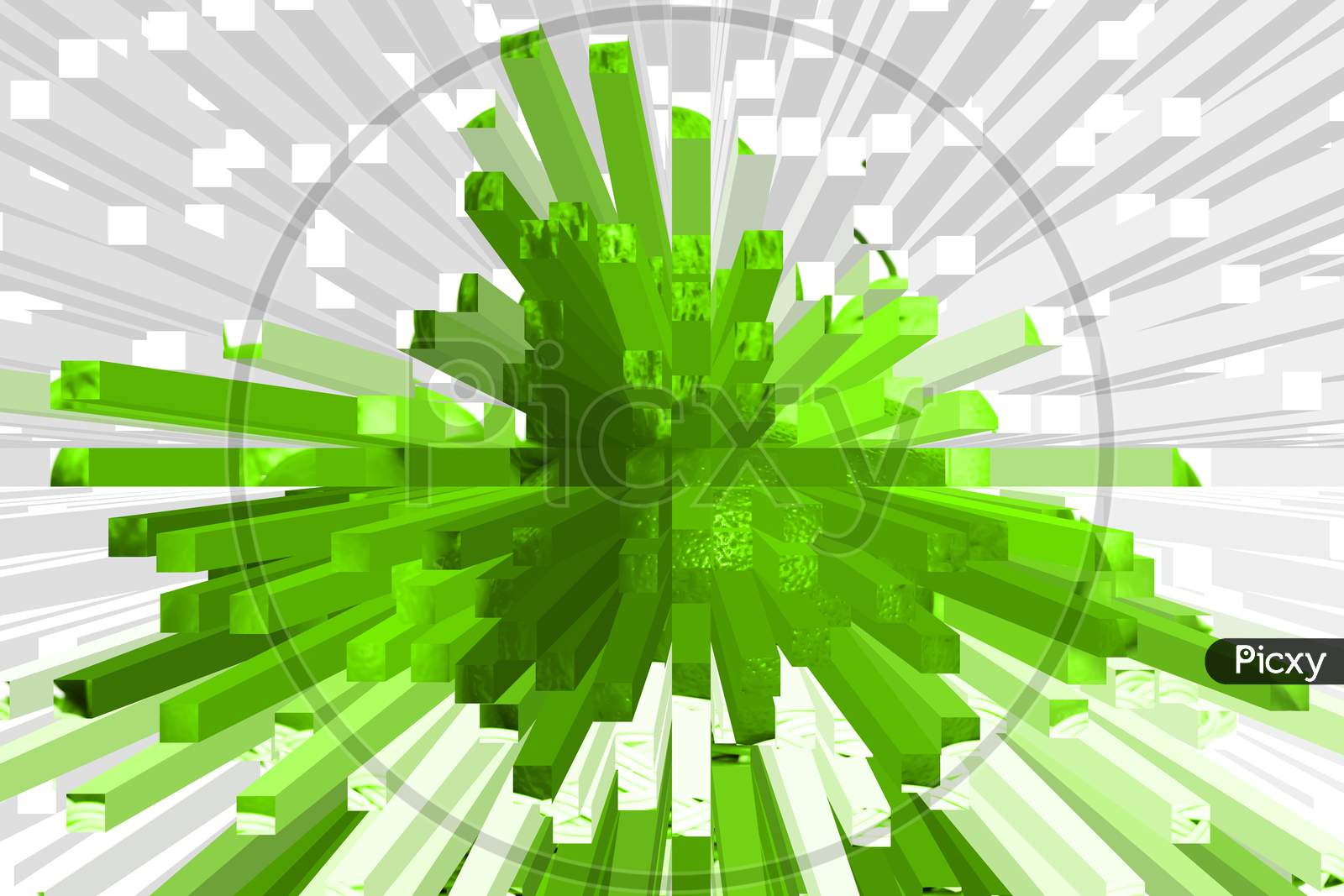 Green And White 3D Illustrator Explosion Effect. Useful For Backdrop Design