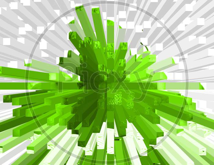 Green And White 3D Illustrator Explosion Effect. Useful For Backdrop Design