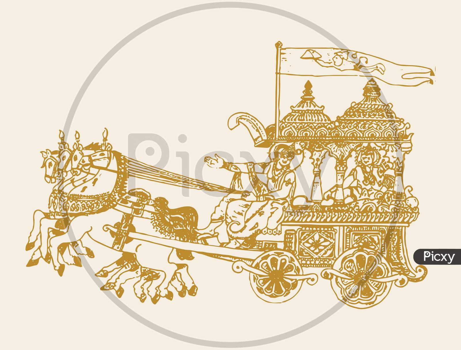 Image of Sketch Of Lord Krishna Telling Bhagavad Gita To Arjuna In ...