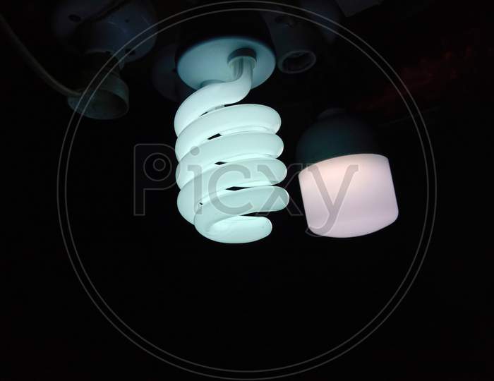 White Colored Energy Bulb Closeup