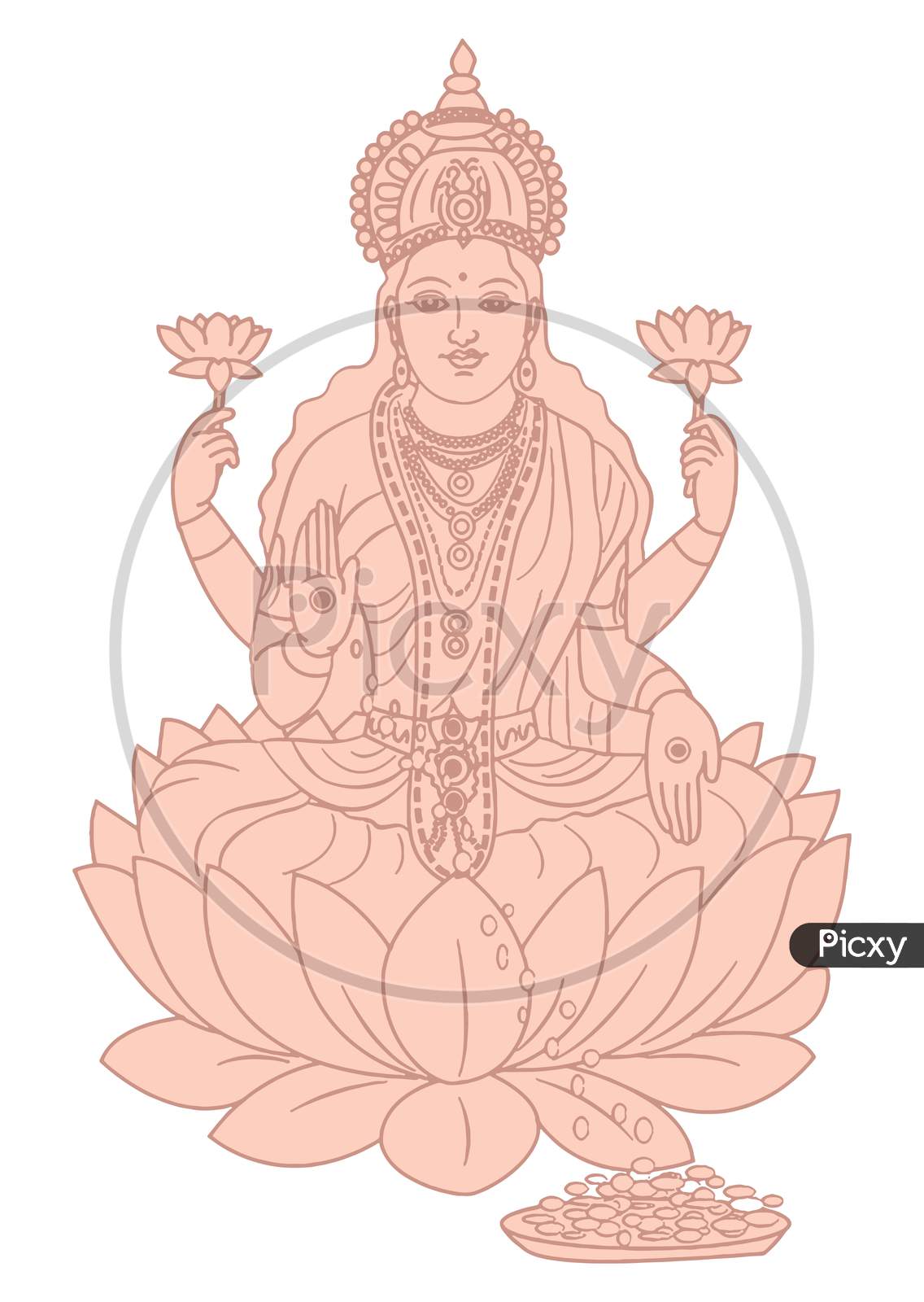 Diwali Lakshmi Line Illustration Vector Download