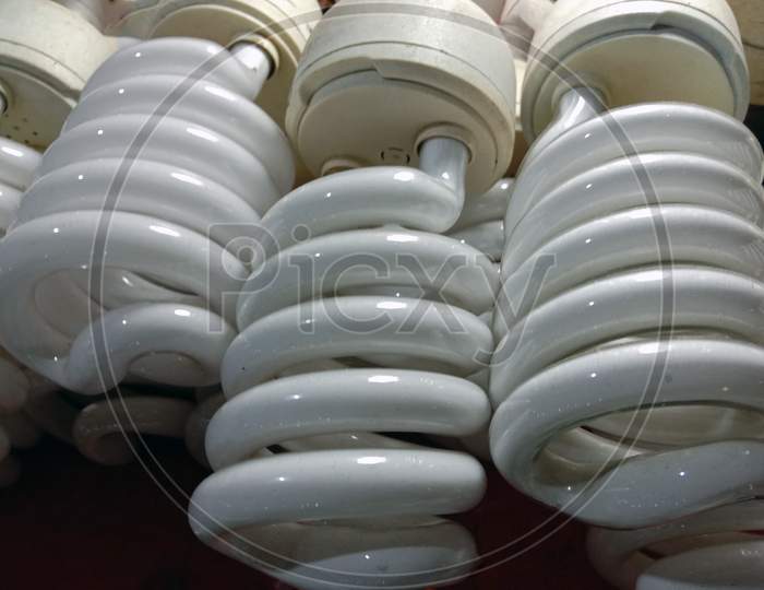 White Colored Energy Bulb Stock