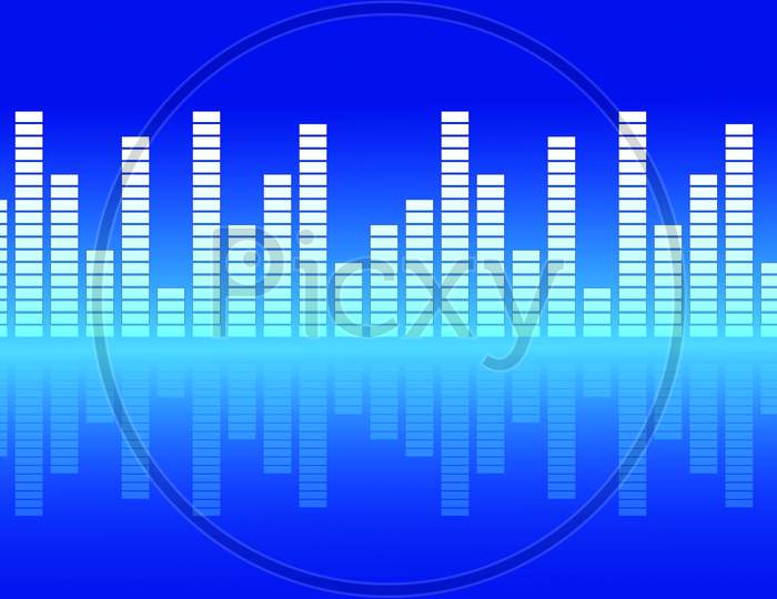 Equalizer Audio Spectrum With Blue Background