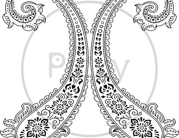Vertical Floral Pattern Element, Indian Ornament Stock Image