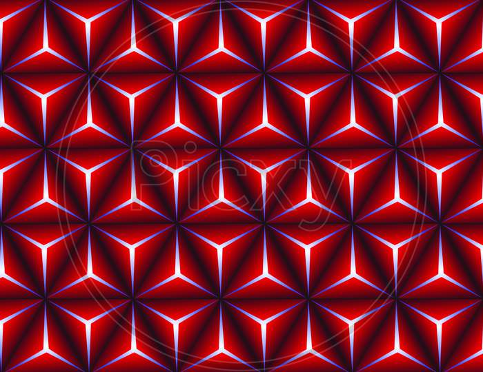 Red Pyramid 3D Pattern Background. Abstract Geometric Texture Design.