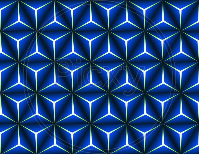 Blue Pyramid 3D Pattern Background. Abstract Geometric Texture Design.
