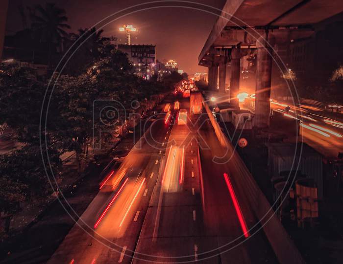 Highway light painting photography