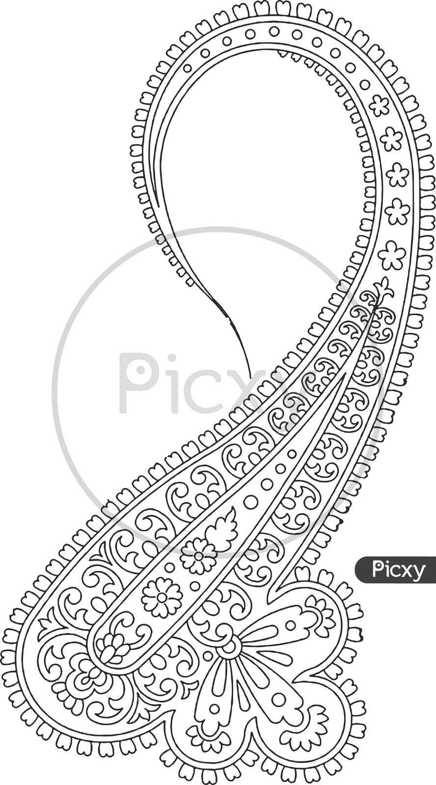 Vertical Floral Pattern Element, Indian Ornament Stock Image