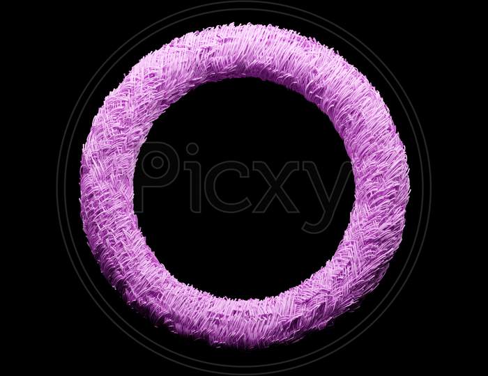 3D Rendering Abstract  Pink  Round Fractal, Portal.  Round Spiral On Black Isolated Background