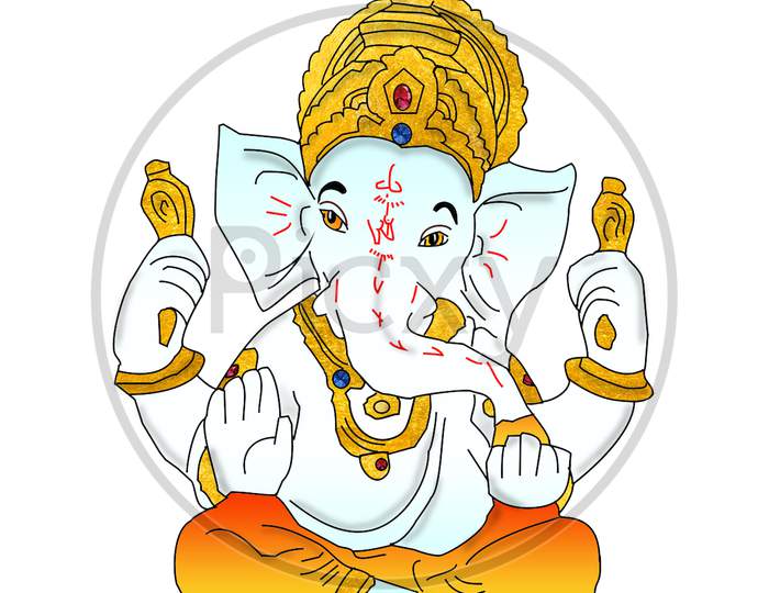 Picture of Lord Ganesha with White Background