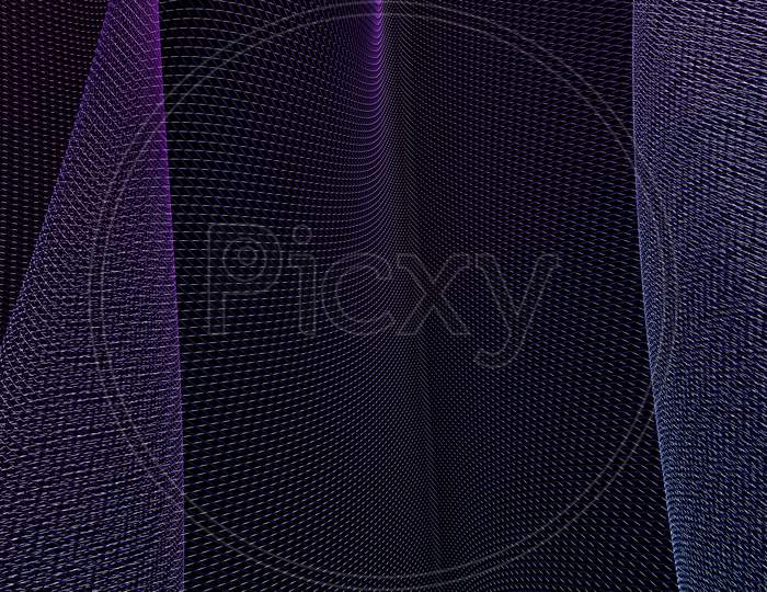 3D Illustration Of Pink And Blue Glowing Color Lines. Musical Line Equalizers On Black Isolated Background