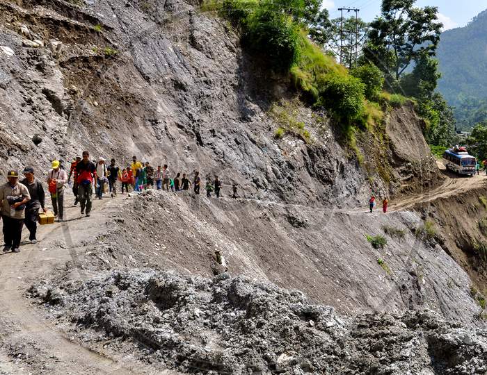 Landslide on mountain