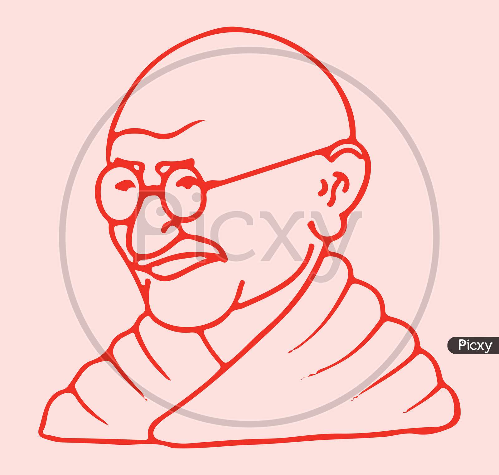 Image of Sketch Of Father Of Indian Nation And Freedom Fighter Mahatma  Gandhi Outline Editable Illustration-KH328507-Picxy