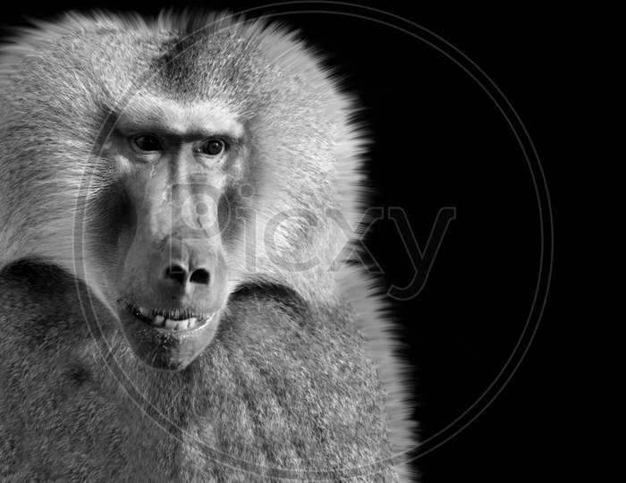 Black And White Baboon Closeup Face