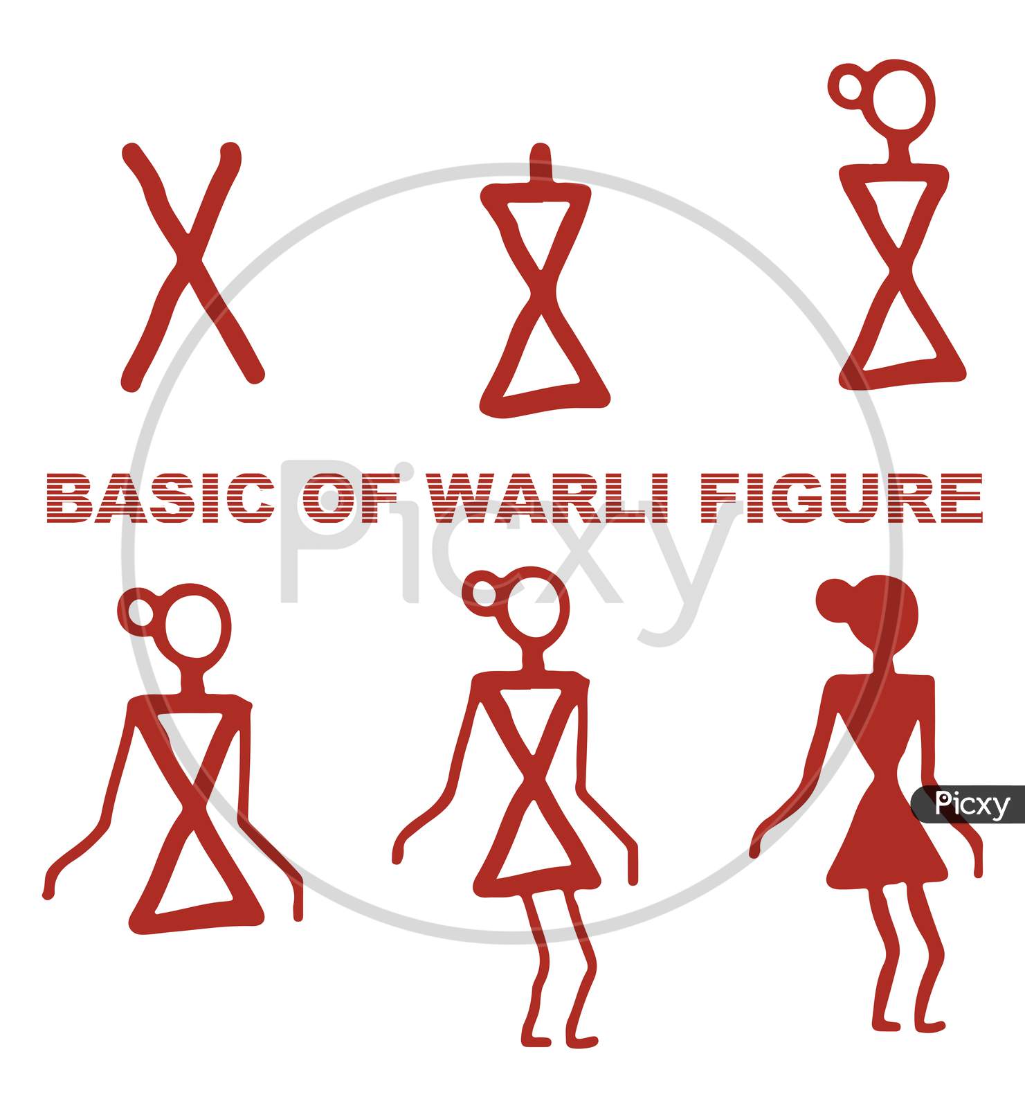 Sketch Of Basic Warli Painting Outline And Silhouette Editable Illustration