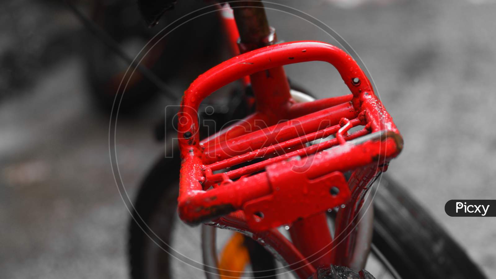 Isolated Close Up Image Of Red Carrier Of A Bicycle.