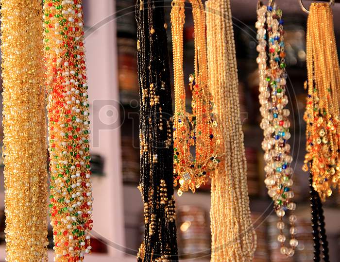 Display Of Bead Necklaces