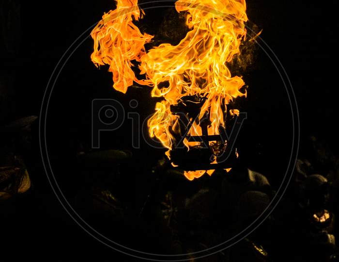 Of Violently Burning Flame Image (Sri Lanka Perahera Festival)