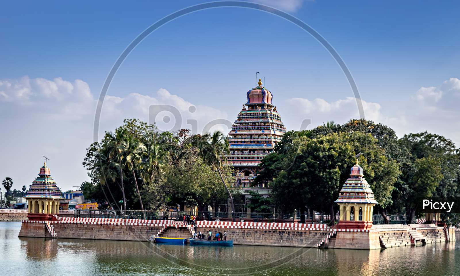 Vandiyur Mariamman Temple Located Inside A Lake In Madurai, India.