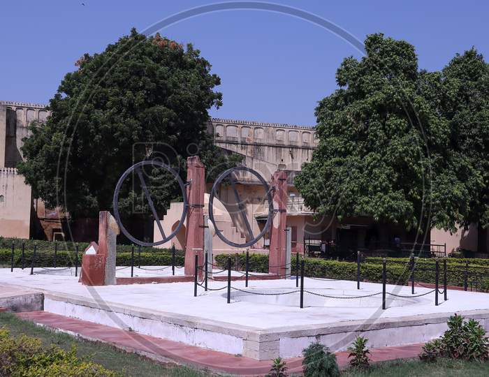Jaipur, Rajasthan, India: September 27, 2020: Astronomical Instruments At Jantar Mantar Observatory, Jaipur, India.