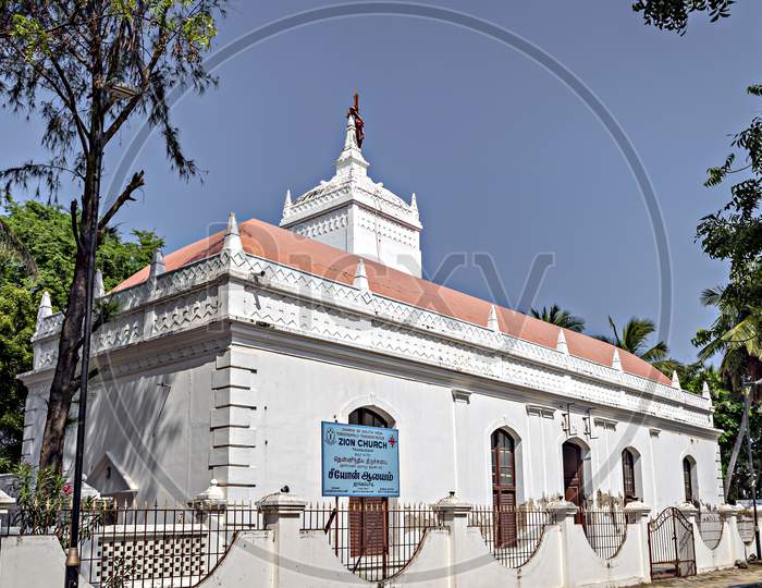 Zion Church Near Danish Fort In Tranquebar, Tamil Nadu, India.
