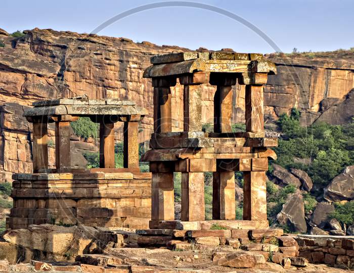 Ancient , Two Storied Observation Tower In Badami Fort, Karnataka, India.
