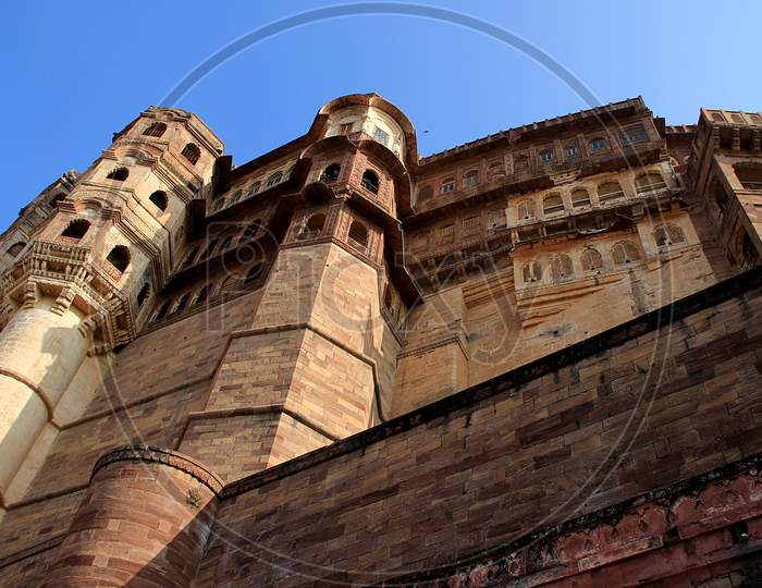 Low Angle View Of Meharongarh Fort
