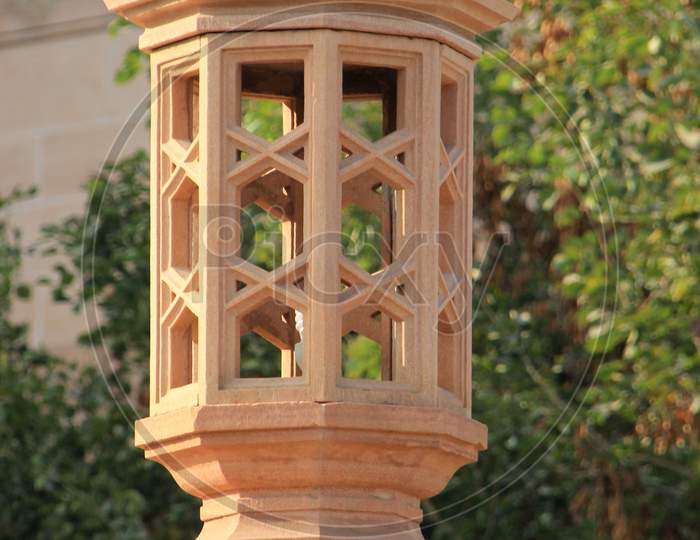 Carved Stone Lamp Post