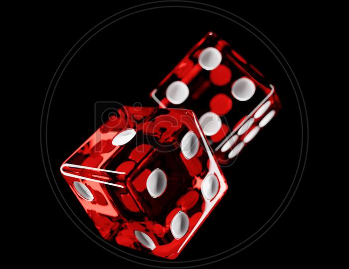 Transparent  Red Dice  Design. Two Dice Casino Game Template Concept. Casino Background.