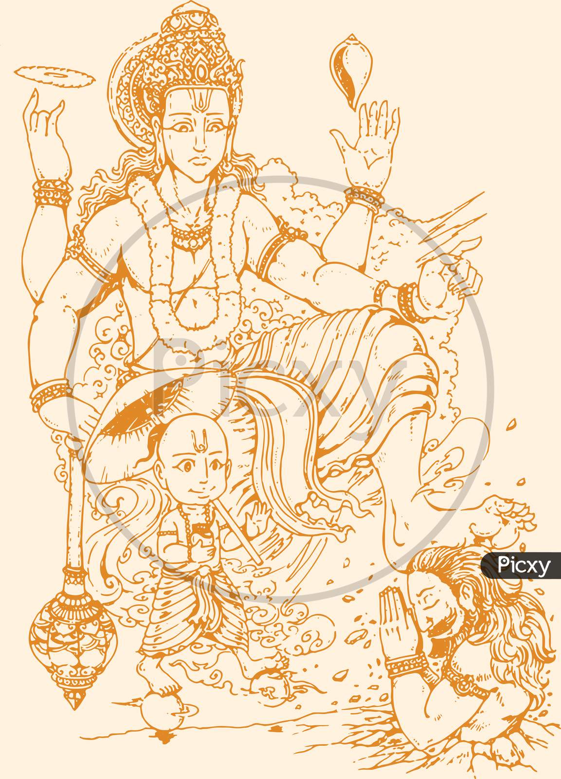 Image of Sketch Of Hindu God Lord Ganesha Or Vinayaka Outline Editable  Vector Illustration-NJ327001-Picxy