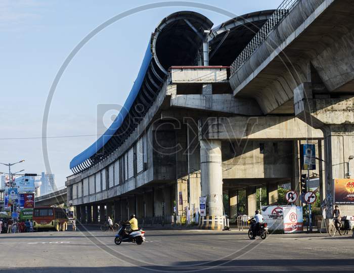 12Th September, 2021, Kolkata, West Bengal, India: Under Construction Metro Rail Station In Kolkata.