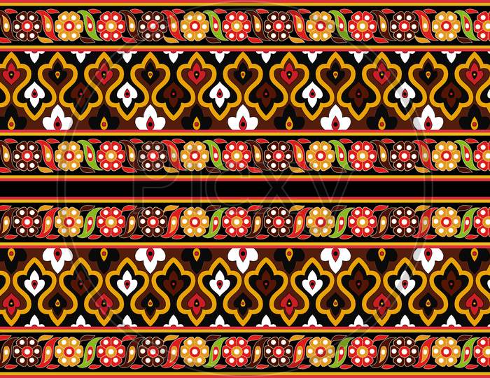 A SEAMESS Traditional Border ART With Black Background