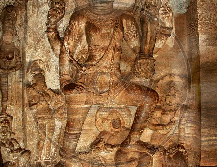 Sculpture Of Varaha At Badami Cave