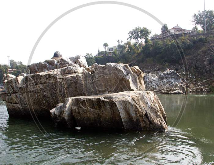 Marble Rocks Amid River Water